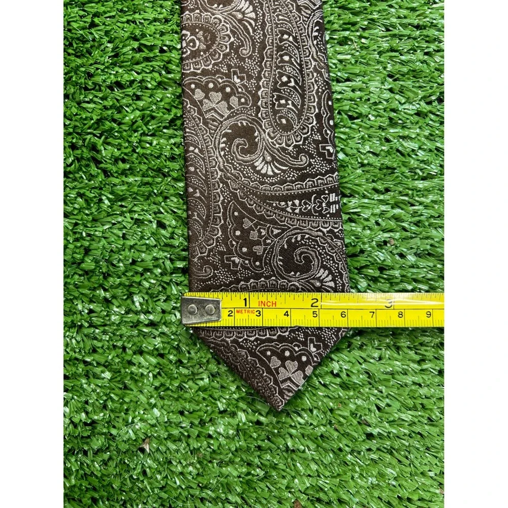 Atlas Design Paisley Pattern Men's Necktie Brown‎ Tan Abstract Silk